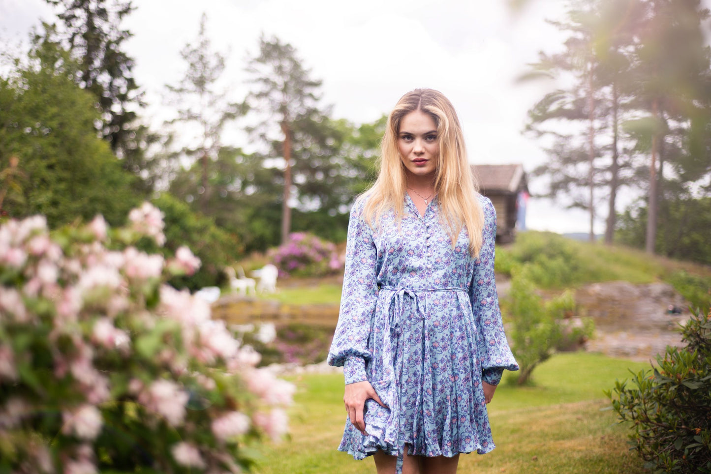 SIENNA SATIN DRESS - Blue