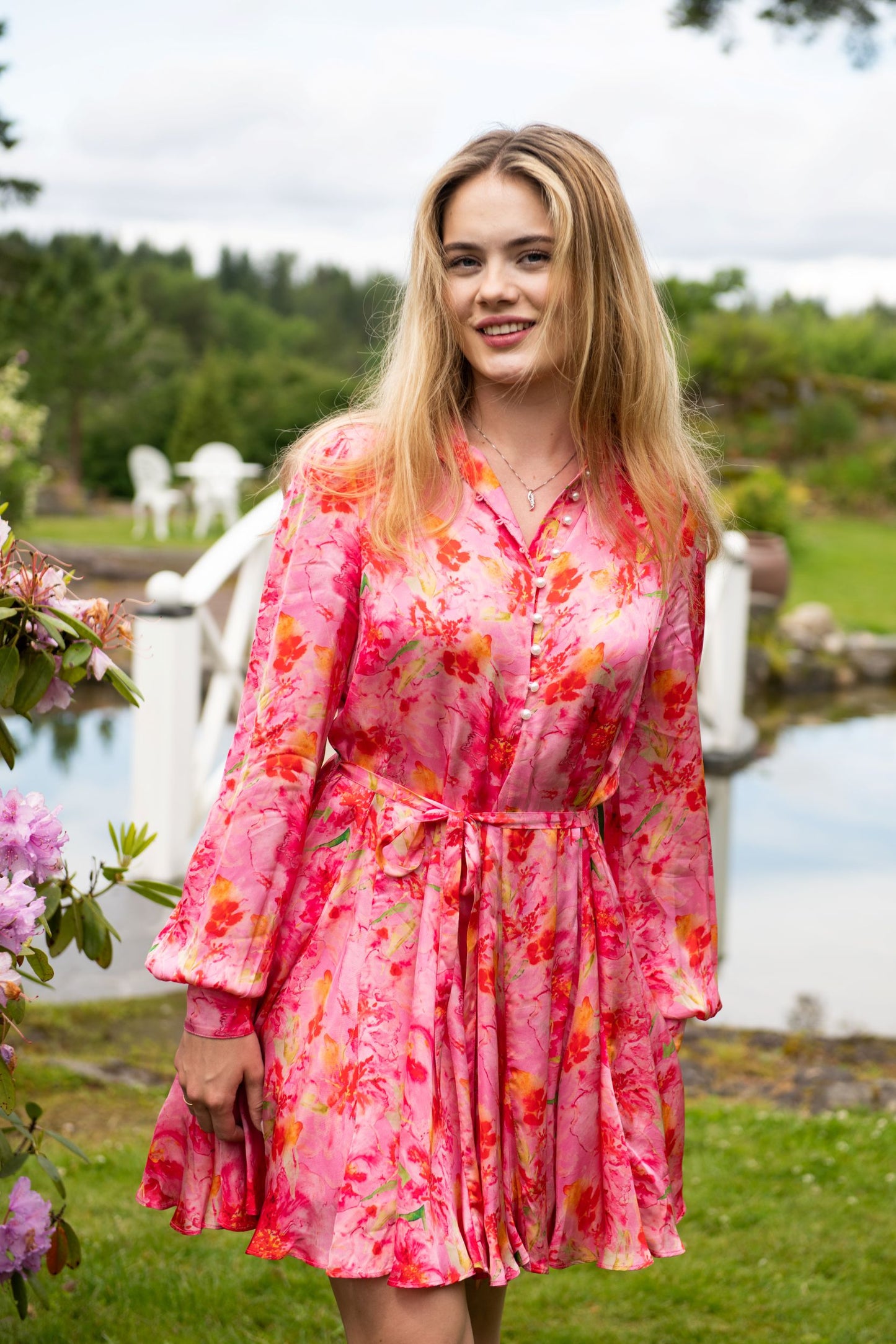 SIENNA SATIN DRESS - Pink