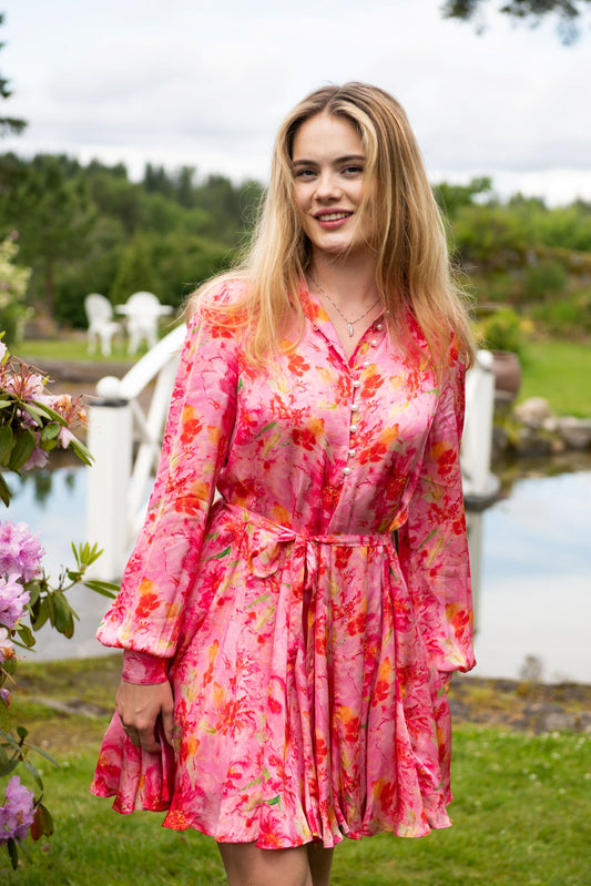 SIENNA SATIN DRESS - Pink