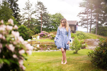 SIENNA SATIN DRESS - Blue