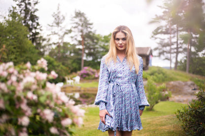 SIENNA SATIN DRESS - Blue