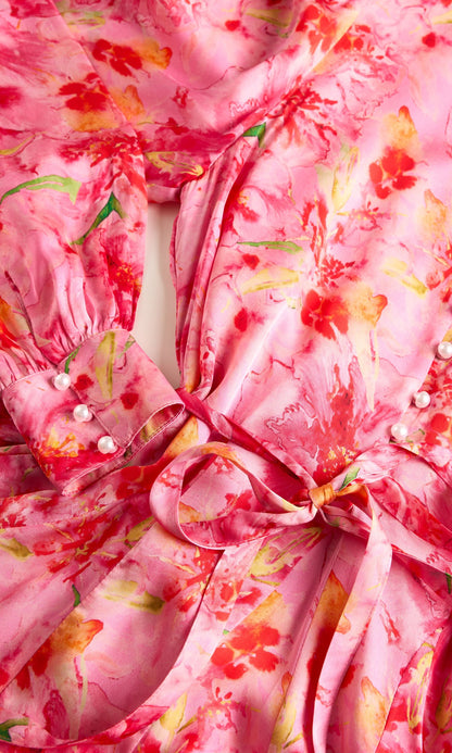 SIENNA SATIN DRESS - Pink